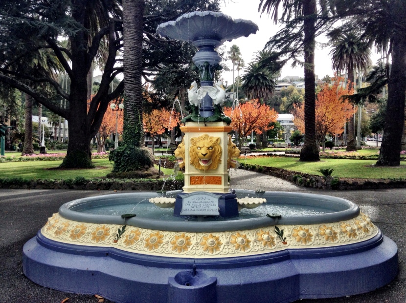The newly refurbished Clive Square fountain in the heart of Napier.